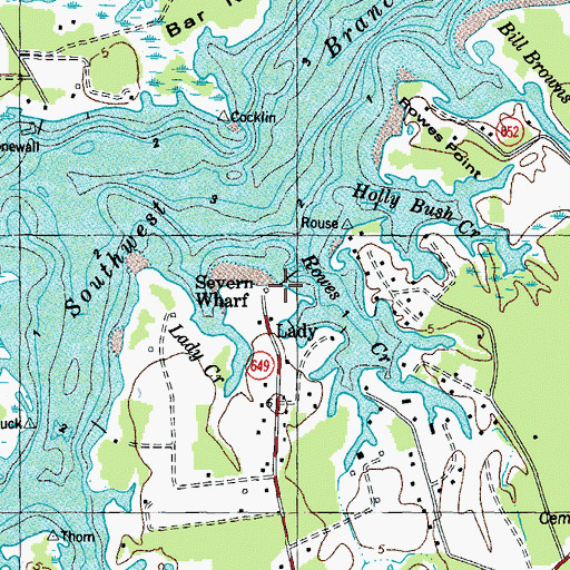 Topographic Map of Severn Wharf, VA
