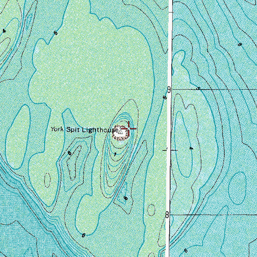 Topographic Map of York Spit Lighthouse, VA