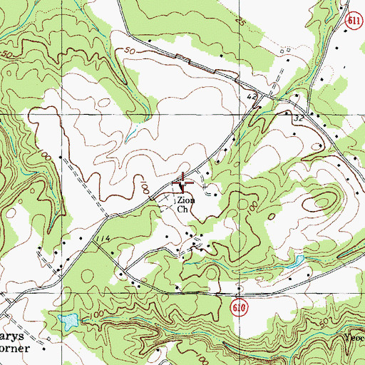 Topographic Map of Zion Church, VA