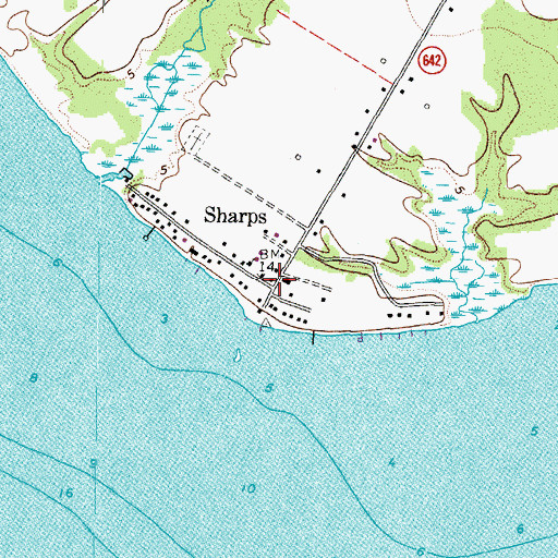 Topographic Map of Sharps, VA