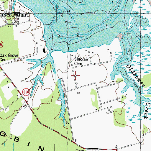 Topographic Map of Sinclair Cemetery, VA