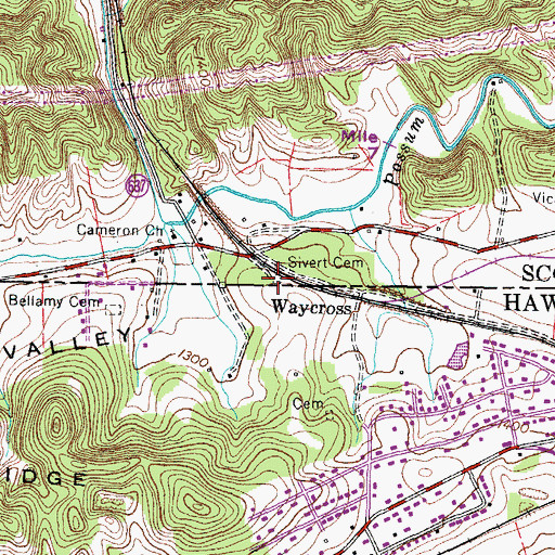 Topographic Map of Sivert Cemetery, VA