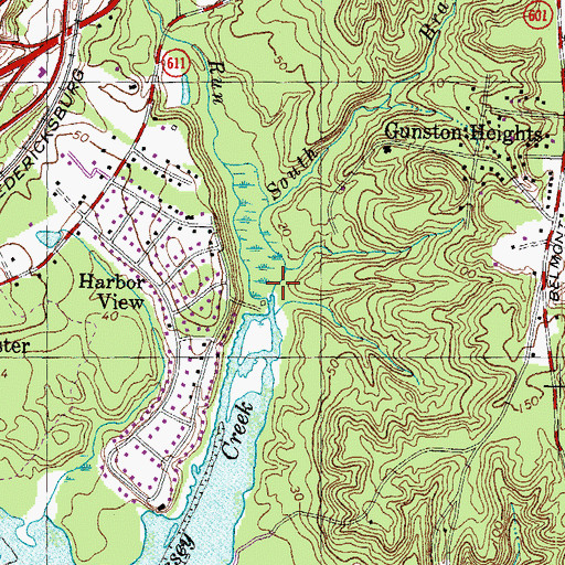 Topographic Map of South Branch Massey Creek, VA