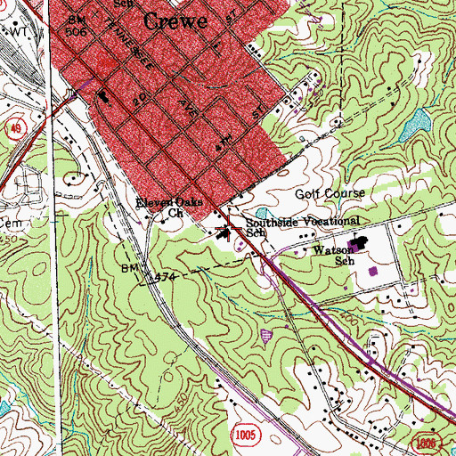Topographic Map of Southside Skill Center, VA