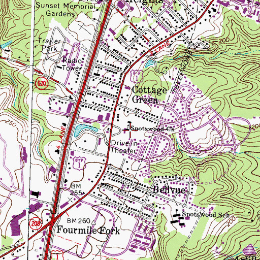 Topographic Map of Spotswood Church, VA