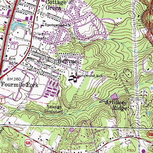 Topographic Map of Spotswood Elementary School, VA