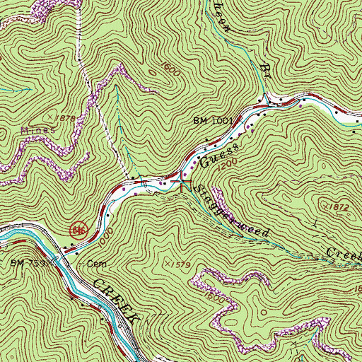 Topographic Map of Staggerweed Creek, VA
