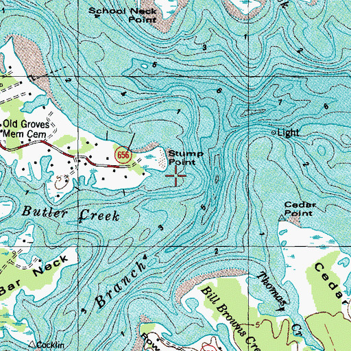 Topographic Map of Stump Point, VA