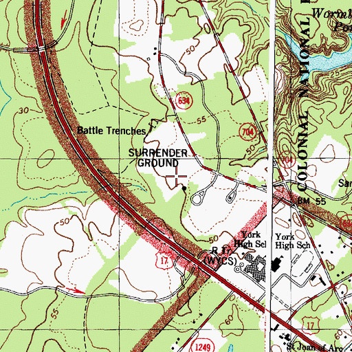 Topographic Map of Surrender Ground, VA