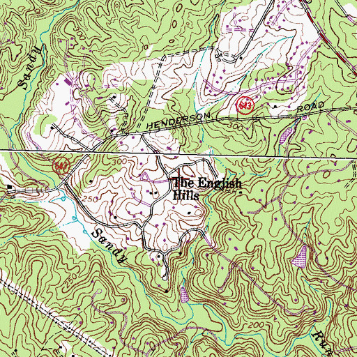 Topographic Map of The English Hills, VA