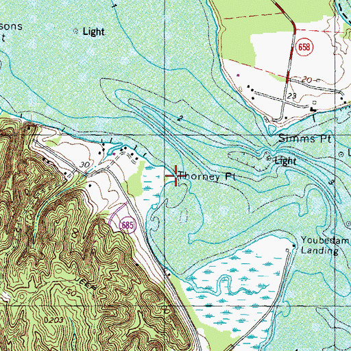 Topographic Map of Thorney Point, VA