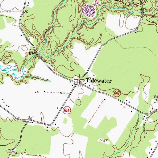 Topographic Map of Tidewater, VA