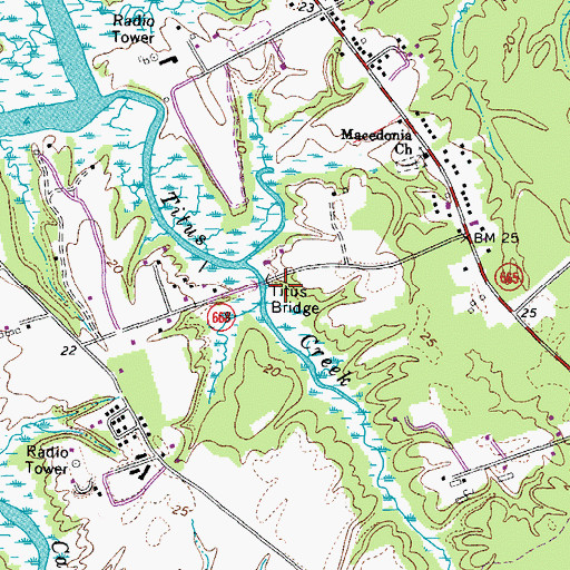 Topographic Map of Titus Bridge, VA