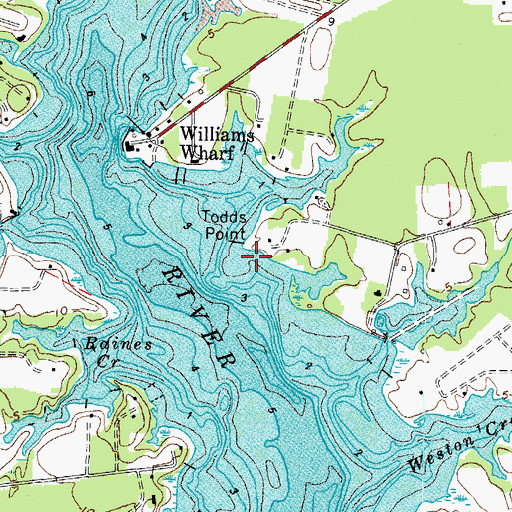 Topographic Map of Todds Point, VA