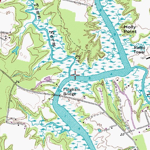 Topographic Map of Town Farm Creek, VA
