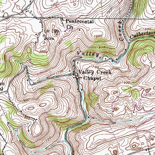 Topographic Map of Valley Creek Chapel, VA