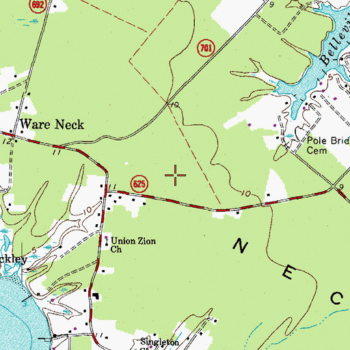 Topographic Map of Ware Neck, VA