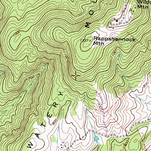Topographic Map of Watery Mountains, VA