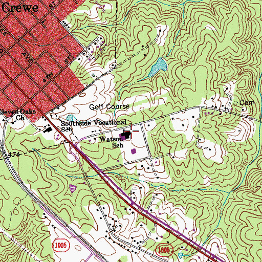 Topographic Map of Watson Elementary School, VA
