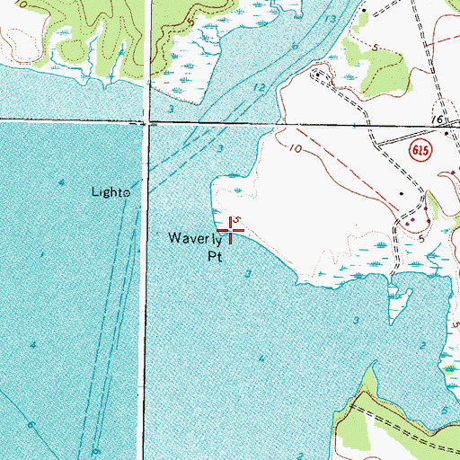 Topographic Map of Waverly Point, VA