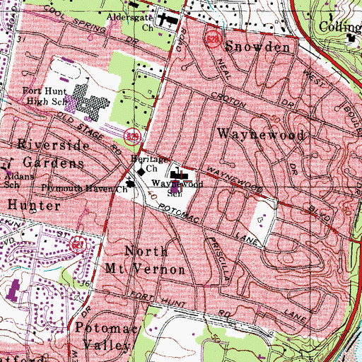 Topographic Map of Waynewood Elementary School, VA
