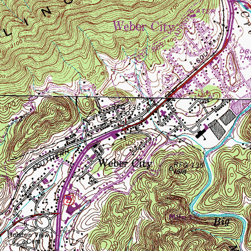 Topographic Map of Weber City, VA