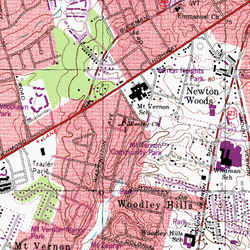 Topographic Map of Wesley Church, VA