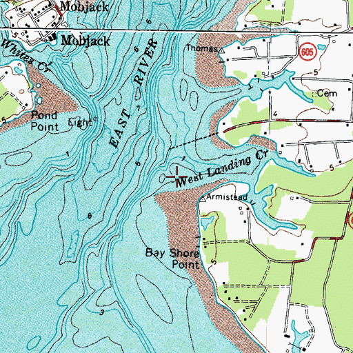 Topographic Map of West Landing Creek, VA