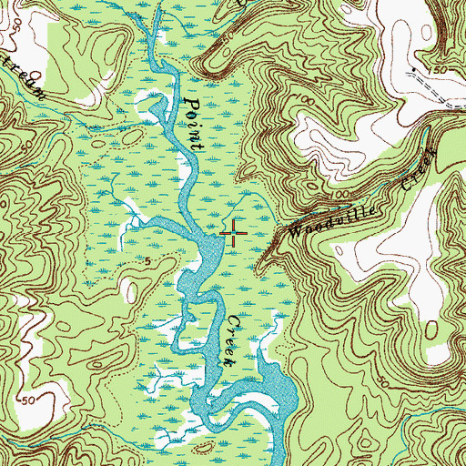 Topographic Map of Woodville Creek, VA