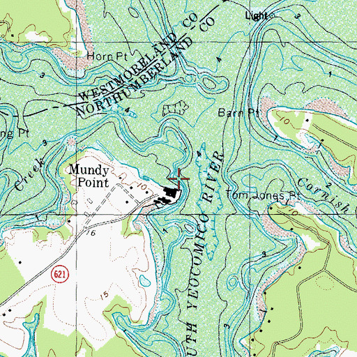 Topographic Map of Mundy Point, VA