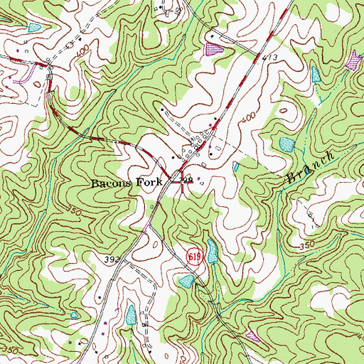 Topographic Map of Bacons Fork, VA