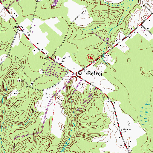 Topographic Map of Belroi, VA