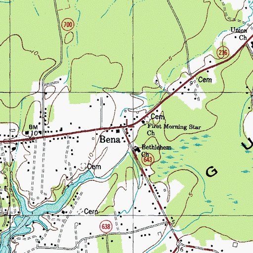 Topographic Map of Bena, VA