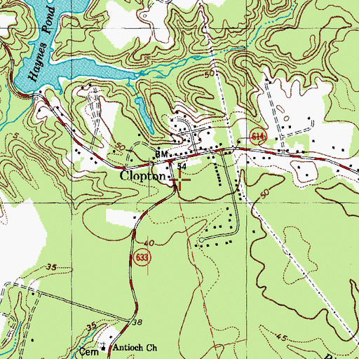 Topographic Map of Clopton, VA