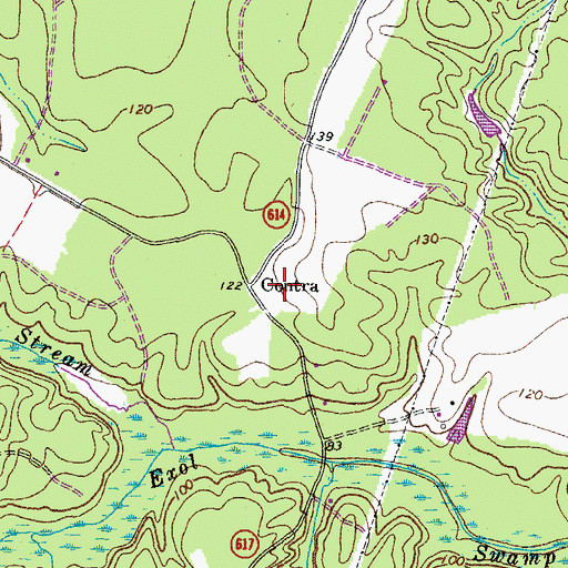 Topographic Map of Contra, VA