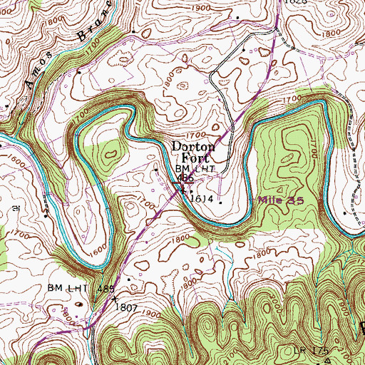 Topographic Map of Dorton Fort, VA