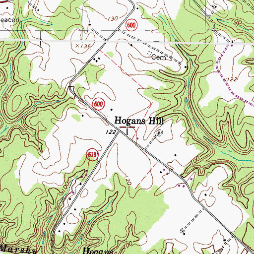 Topographic Map of Hogans Hill, VA