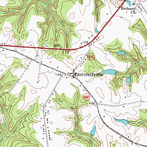 Topographic Map of Luttrellville, VA