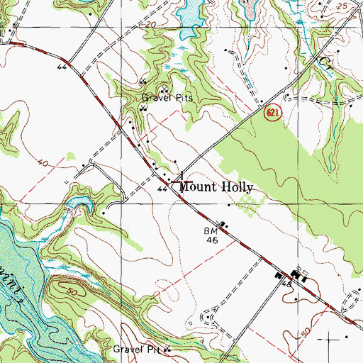 Topographic Map of Mount Holly, VA