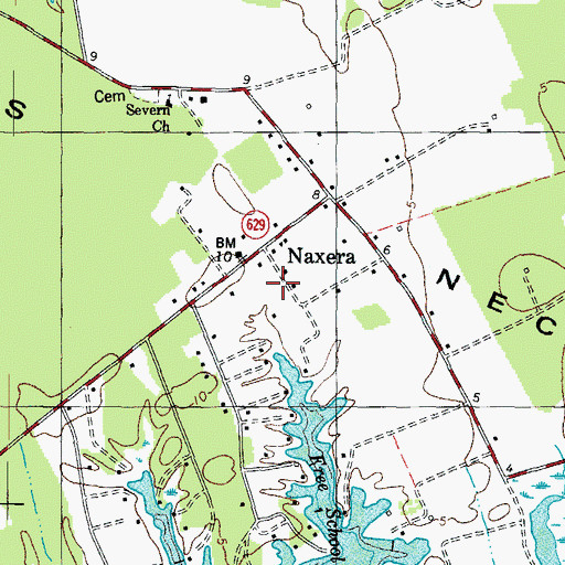 Topographic Map of Naxera, VA