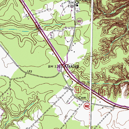 Topographic Map of Oakley, VA