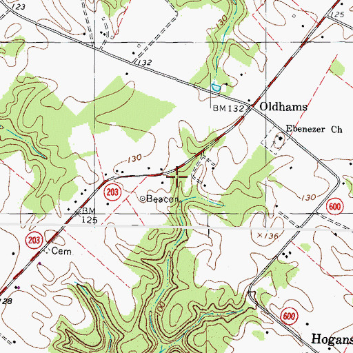 Topographic Map of Oldhams, VA