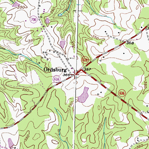 Topographic Map of Ordsburg, VA