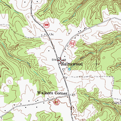 Topographic Map of Rainswood, VA