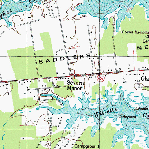 Topographic Map of Severn Manor, VA