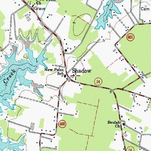 Topographic Map of Shadow, VA