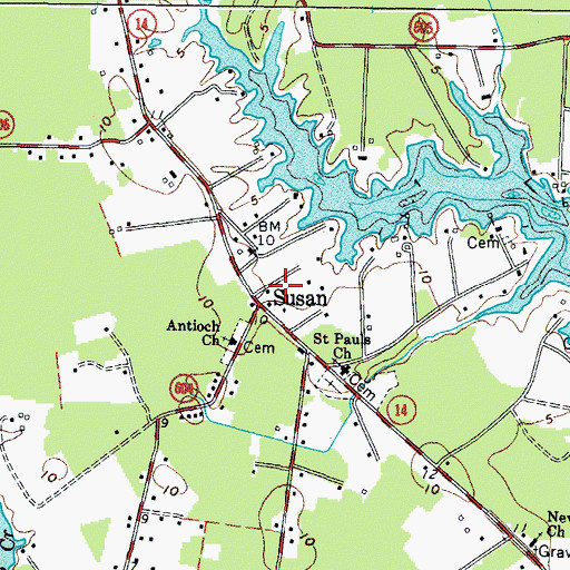 Topographic Map of Susan, VA