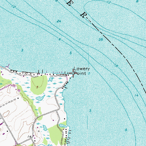 Topographic Map of Lowery Point, VA
