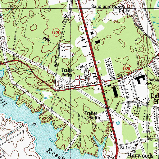 Topographic Map of Burts, VA