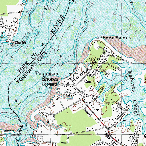 Topographic Map of Hunts Wharf, VA